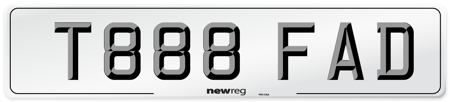 T888 FAD Number Plate from New Reg